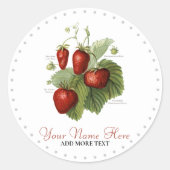かわいいヴィンテージイチゴ品種あなたの名前を追加 ラウンドシール (正面)