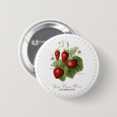 かわいいヴィンテージイチゴ品種あなたの名前を追加 缶バッジ (正面&裏面)