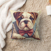 かわいいヴィンテージイングリッシュブルドッグアート クッション (ブランケット)