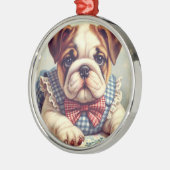 かわいいヴィンテージイングリッシュブルドッグアート メタルオーナメント (左)