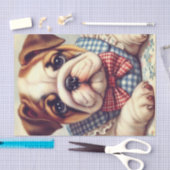 かわいいヴィンテージイングリッシュブルドッグアート 薄葉紙 (クラフト)