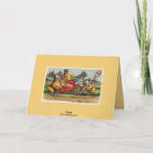 かわいいヴィンテージイースターのオートバイの雛 シーズンカード (裏面)