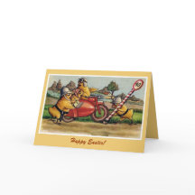 かわいいヴィンテージイースターのオートバイの雛