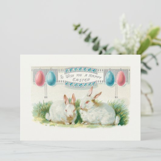 かわいいヴィンテージイースターエッグとブニー シーズンカード (スタンド正面)