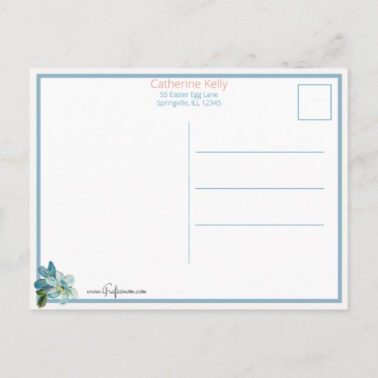 かわいいヴィンテージイースターエッグとブニー ポストカード (裏面)