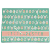 かわいいヴィンテージイースターエッグパーソナライズされた ラージペーパーバッグ (正面)