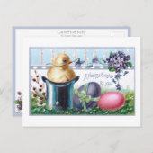 かわいいヴィンテージイースターエッグ、シック、トップハット ポストカード (正面/裏面)