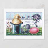 かわいいヴィンテージイースターエッグ、シック、トップハット ポストカード (正面)