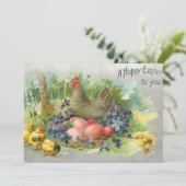 かわいいヴィンテージイースターエッグ、ヘン&チックス シーズンカード (スタンド正面)