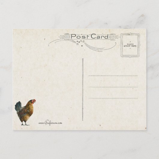 かわいいヴィンテージイースターエッグ、ヘン&チックス ポストカード (裏面)