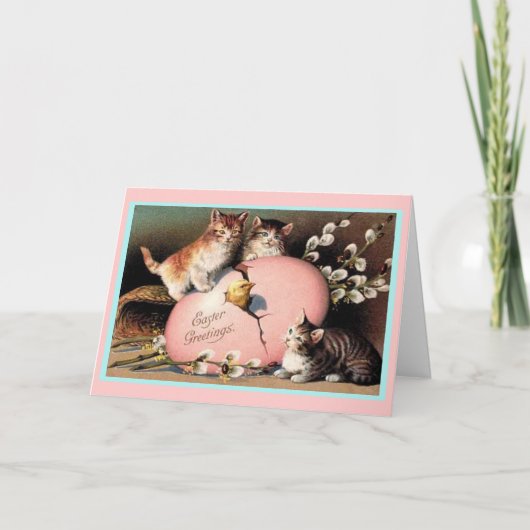 かわいいヴィンテージイースターキッチングリーティングカード シーズンカード (正面)