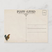 かわいいヴィンテージイースターグリーティングファームの女の子と鶏 ポストカード (裏面)