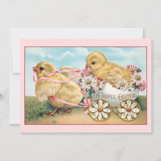 かわいいヴィンテージイースターチックスとデイジー シーズンカード (正面)