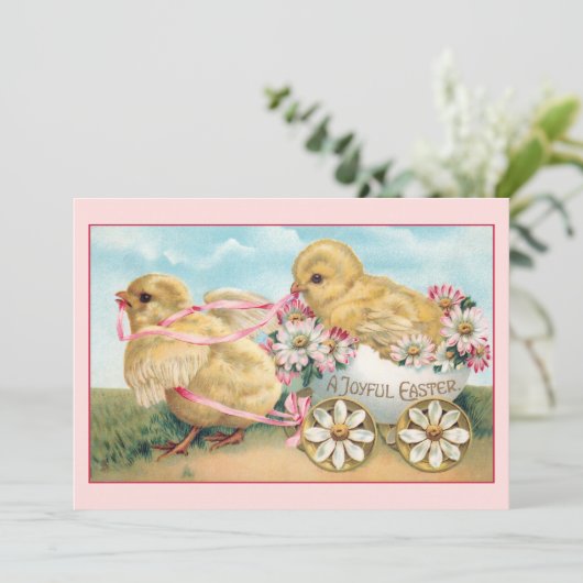 かわいいヴィンテージイースターチックスとデイジー シーズンカード (スタンド正面)