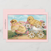 かわいいヴィンテージイースターチックスとデイジー シーズンカード (正面/裏面)