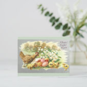 かわいいヴィンテージイースターチックスとフローラ卵 ポストカード (スタンド正面)