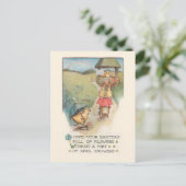 かわいいヴィンテージイースターチックスとレインボー ポストカード (スタンド正面)