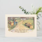 かわいいヴィンテージイースターチックス家族の写真のためにポーズ シーズンカード (スタンド正面)