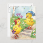 かわいいヴィンテージイースターチックス シーズンポストカード (正面/裏面)