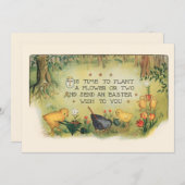 かわいいヴィンテージイースターチックス&春の花 シーズンカード (正面/裏面)