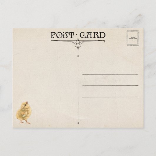 かわいいヴィンテージイースターチックス&春の花 ポストカード (裏面)