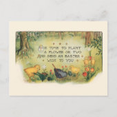 かわいいヴィンテージイースターチックス&春の花 ポストカード (正面)