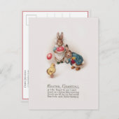 かわいいヴィンテージイースターバニーとシック ポストカード (正面/裏面)