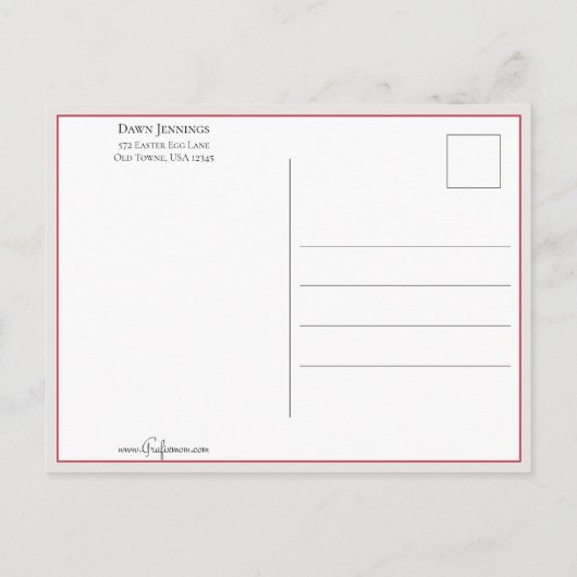 かわいいヴィンテージイースターバニーとシック ポストカード (裏面)