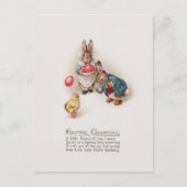 かわいいヴィンテージイースターバニーとシック ポストカード (正面)