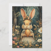 かわいいヴィンテージイースターバニーとフラワーホリデーカード シーズンカード (正面)