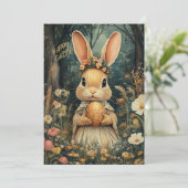 かわいいヴィンテージイースターバニーとフラワーホリデーカード シーズンカード (スタンド正面)