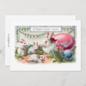 かわいいヴィンテージイースターバニーと卵 シーズンカード (正面/裏面)