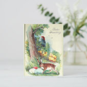 かわいいヴィンテージイースターバニーと卵 ポストカード (スタンド正面)