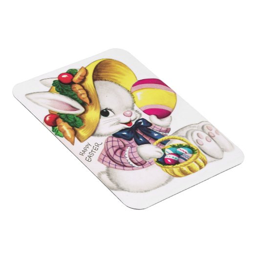 かわいいヴィンテージイースターバニーと卵 マグネット (右側)