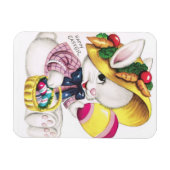 かわいいヴィンテージイースターバニーと卵 マグネット (横)