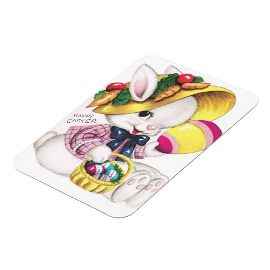 かわいいヴィンテージイースターバニーと卵 マグネット (左側)