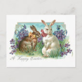 かわいいヴィンテージイースターバニーと弓 ポストカード (正面)