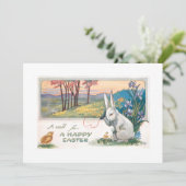 かわいいヴィンテージイースターバニーと電話 シーズンカード (スタンド正面)