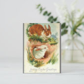 かわいいヴィンテージイースターバニーウサギ ポストカード (スタンド正面)