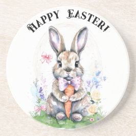 かわいいヴィンテージイースターバニーラビットウォーターカラー コースター