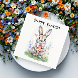 かわいいヴィンテージイースターバニーラビットウォーターカラー スタンダードカクテルナプキン
