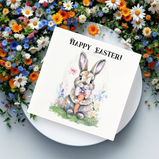 かわいいヴィンテージイースターバニーラビットウォーターカラー スタンダードカクテルナプキン