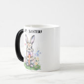 かわいいヴィンテージイースターバニーラビットウォーターカラー モーフィングマグカップ (正面左)