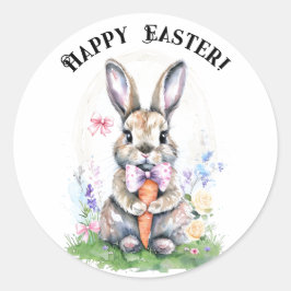 かわいいヴィンテージイースターバニーラビットウォーターカラー ラウンドシール