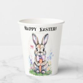 かわいいヴィンテージイースターバニーラビットウォーターカラー 紙コップ