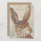 かわいいヴィンテージイースターバニーラビット シーズンカード (正面/裏面)