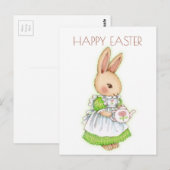 かわいいヴィンテージイースターバニーラビット ポストカード (正面/裏面)