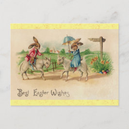 かわいいヴィンテージイースターバニーラビット ポストカード
