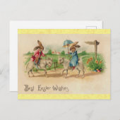 かわいいヴィンテージイースターバニーラビット ポストカード (正面/裏面)