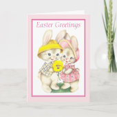 かわいいヴィンテージイースターバニー カード (正面)